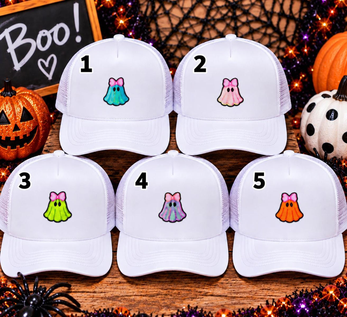 Sequin Ghost Bow Patches