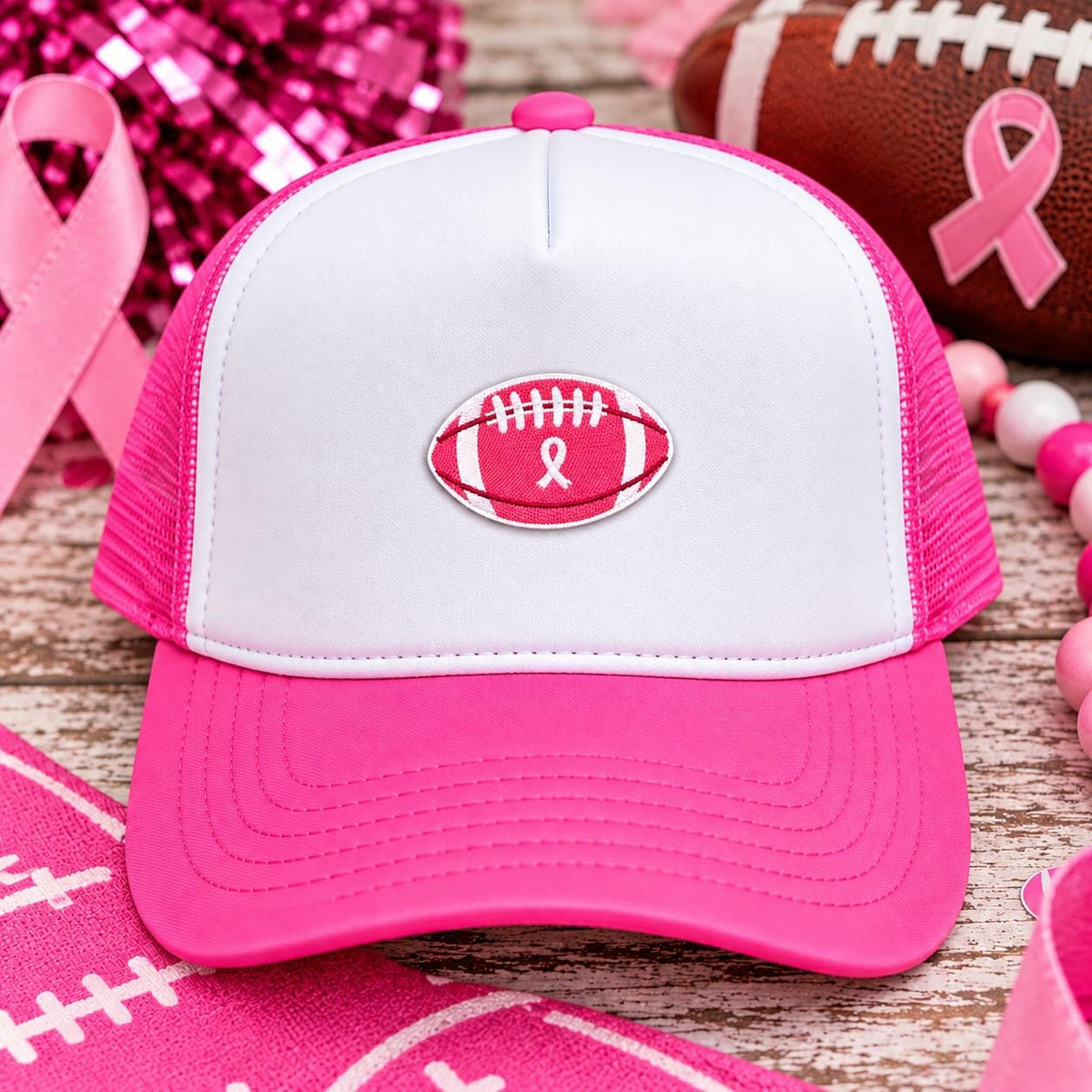 Pink Football Breast Cancer Awareness Patch