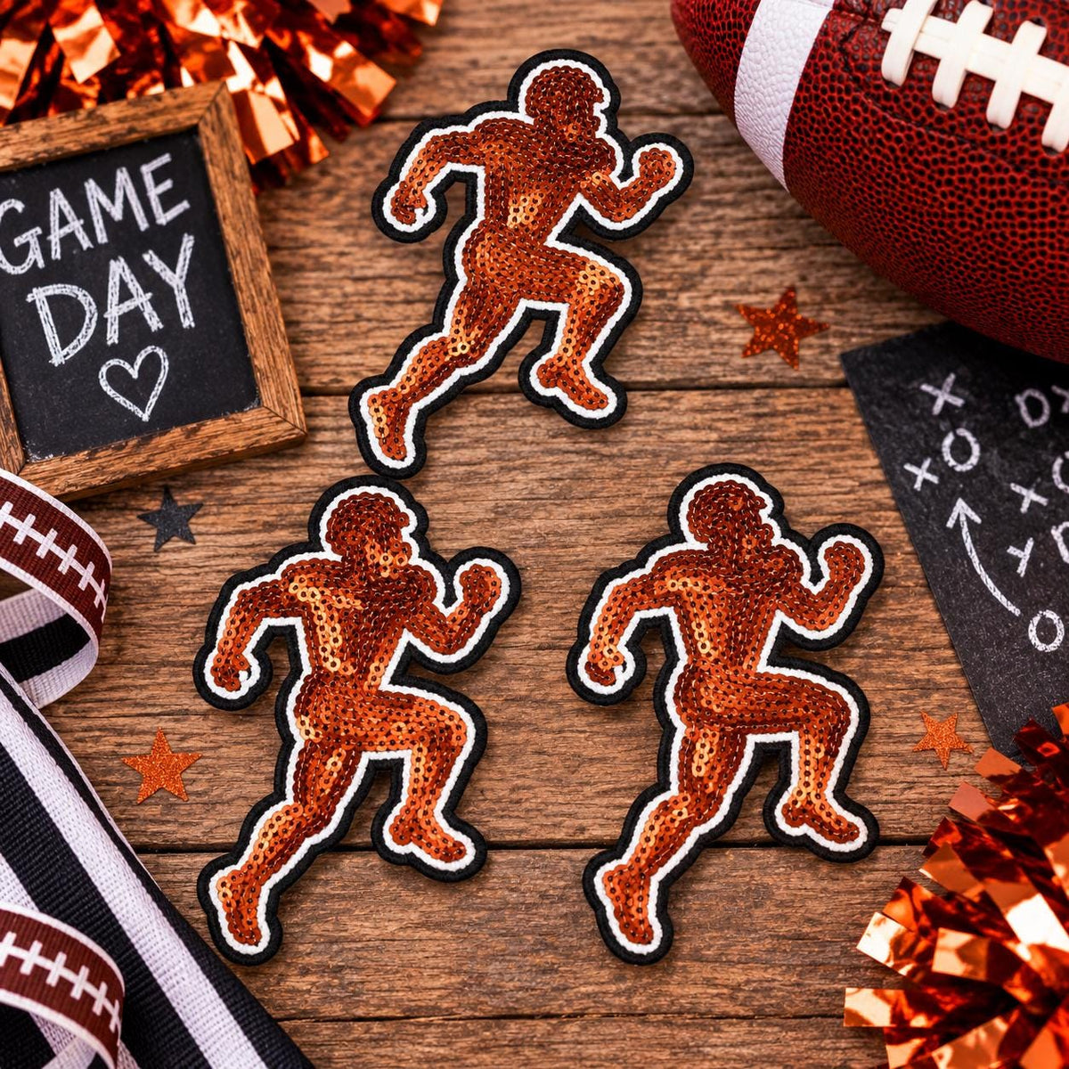 Sequin Football Player Patch