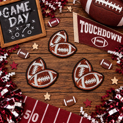 Sequin Double Football Iron-On Patch