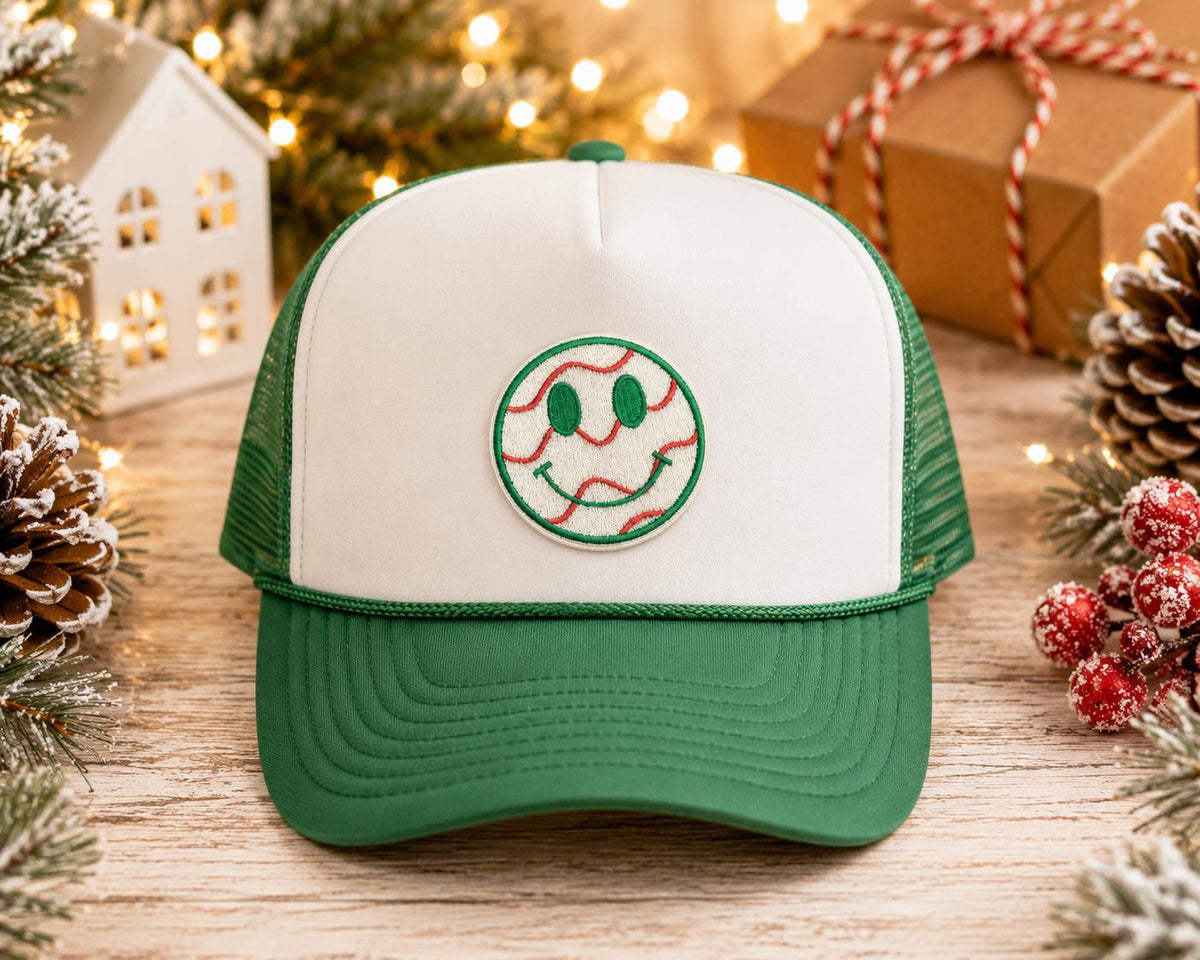 Christmas Smiley Baseball Embroidered Patch