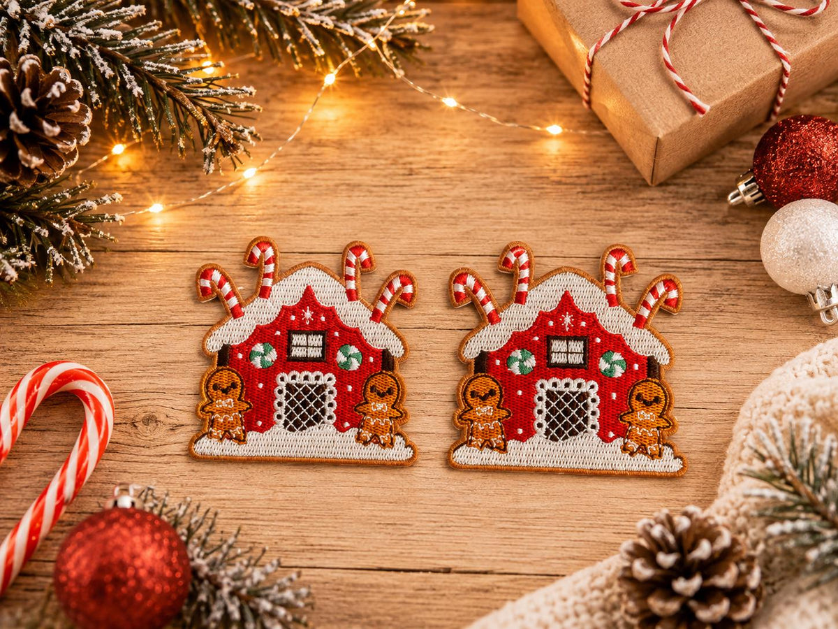 Christmas Gingerbread House Embroidered Patch