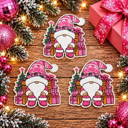 Pink Christmas Gnome Embroidered Patch