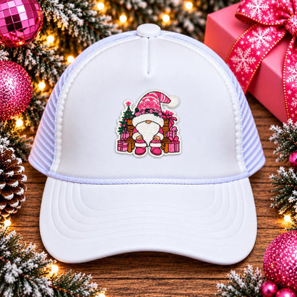 Pink Christmas Gnome Embroidered Patch