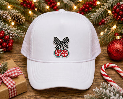 Peppermint Christmas Bow Embroidered Patch