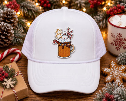 Christmas Hot Cocoa Snowman Embroidered Patch