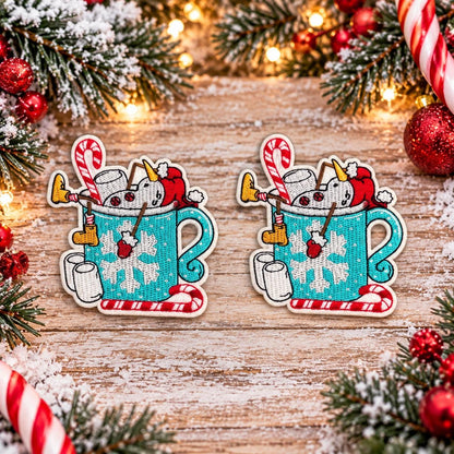 Christmas Hot Cocoa Snowman Embroidered Patch