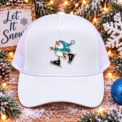 Ice Skating Snowman Embroidered Patch