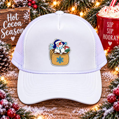 Snowman Hot Cocoa Christmas Embroidered Patch