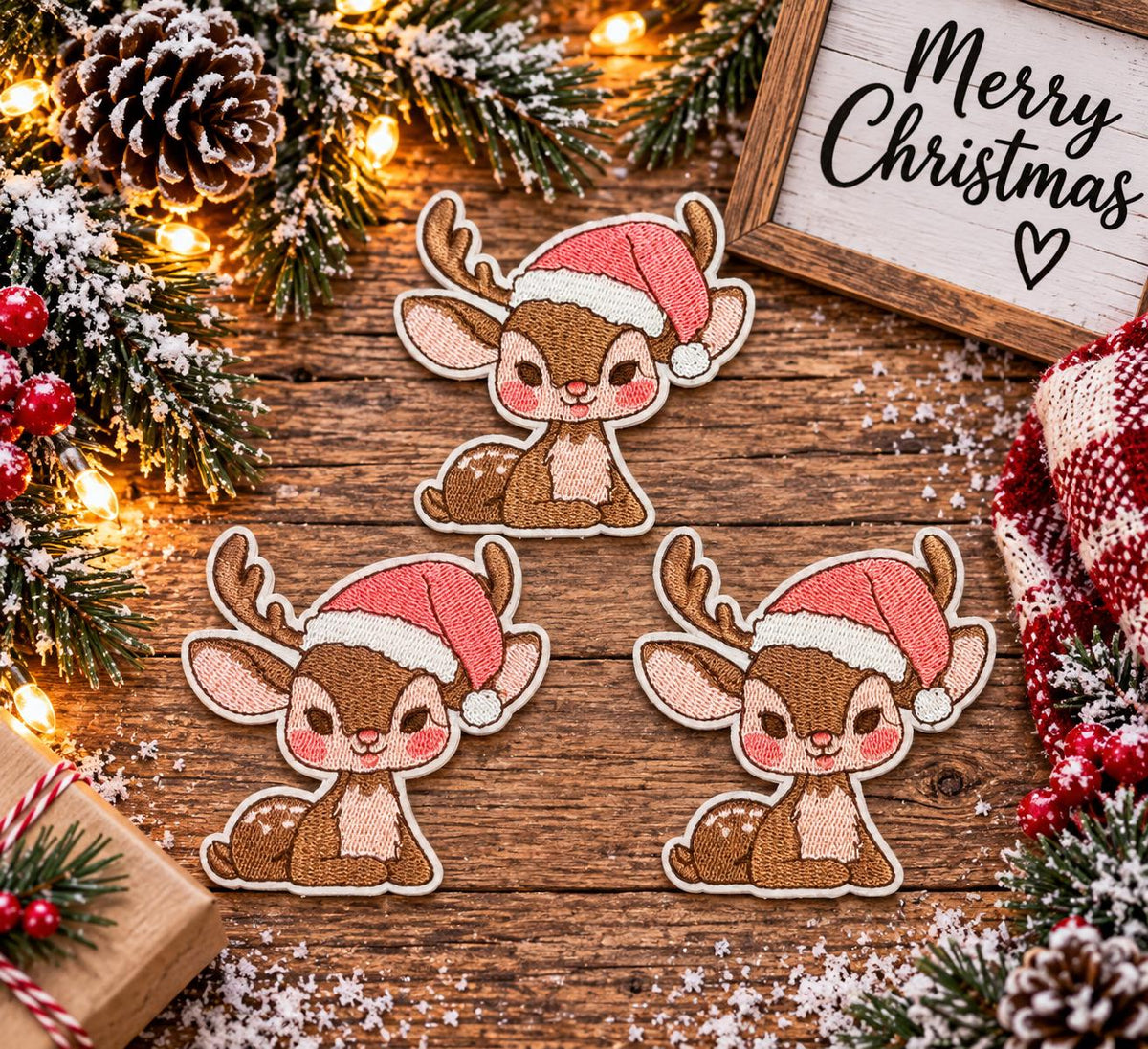 Cute Christmas Reindeer Embroidered Patch