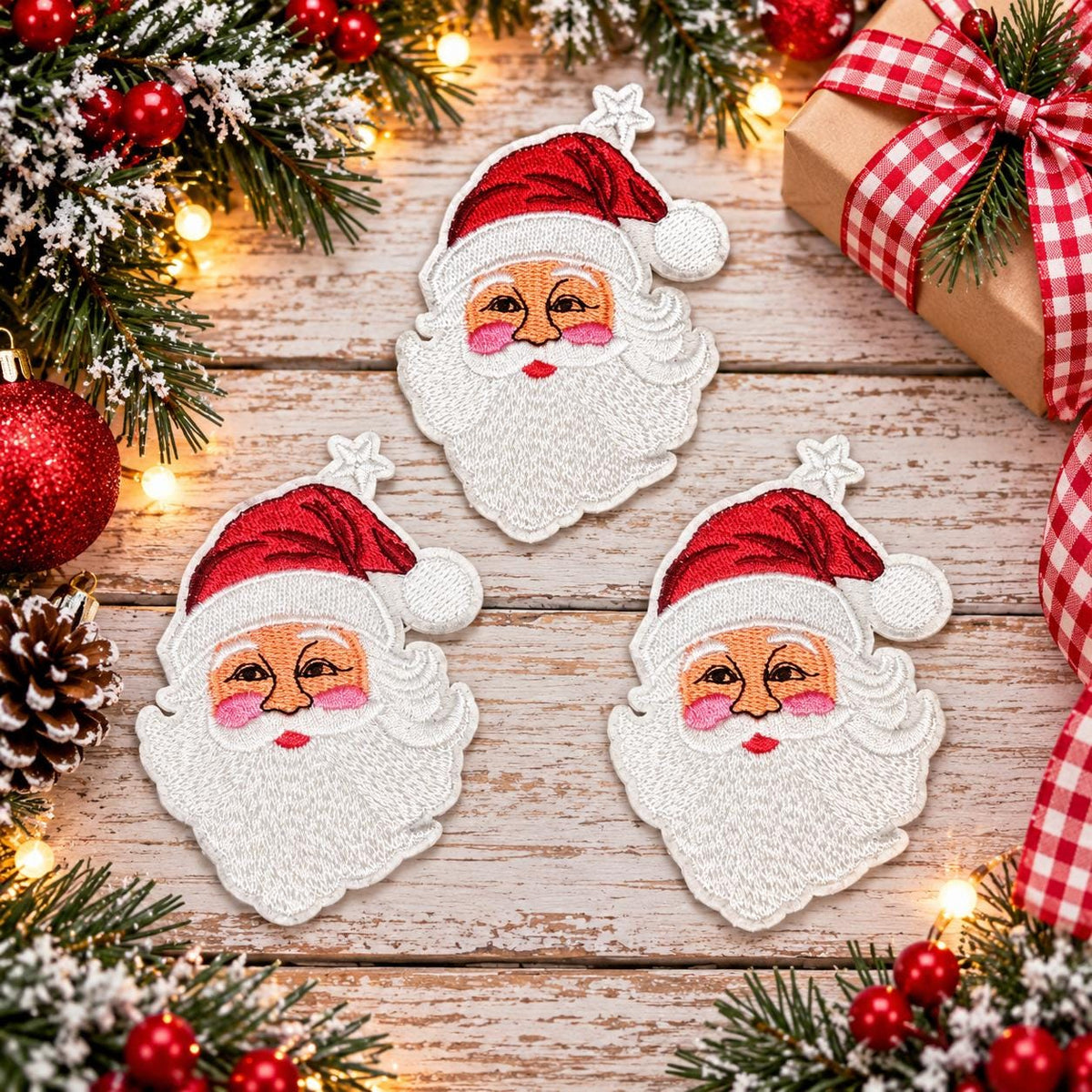 Vintage Santa Face Christmas Embroidered Patch