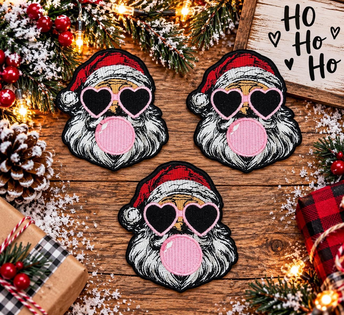 Santa Bubblegum Christmas Embroidered Patch