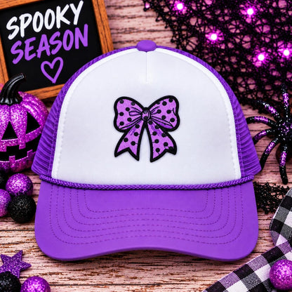 Purple Polka Dot Bow Halloween Patch