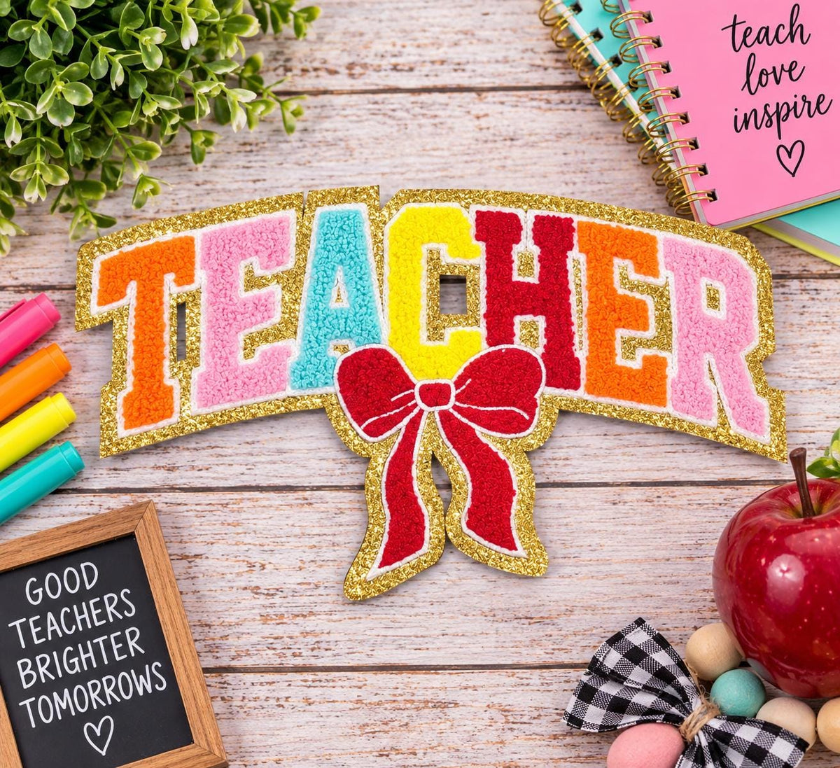 Colorful Teacher Chenille Patch