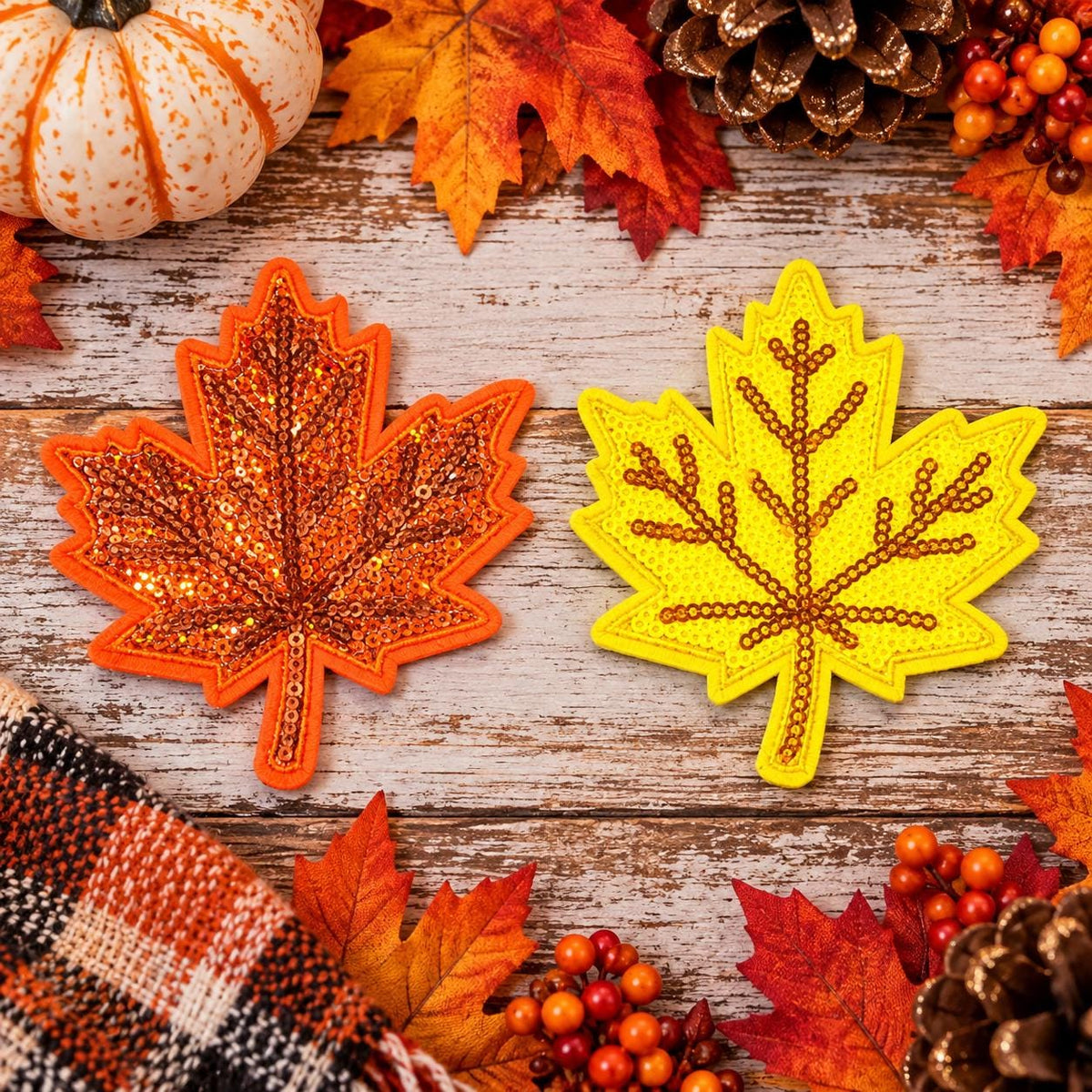 Sequin Maple Leaf Patches