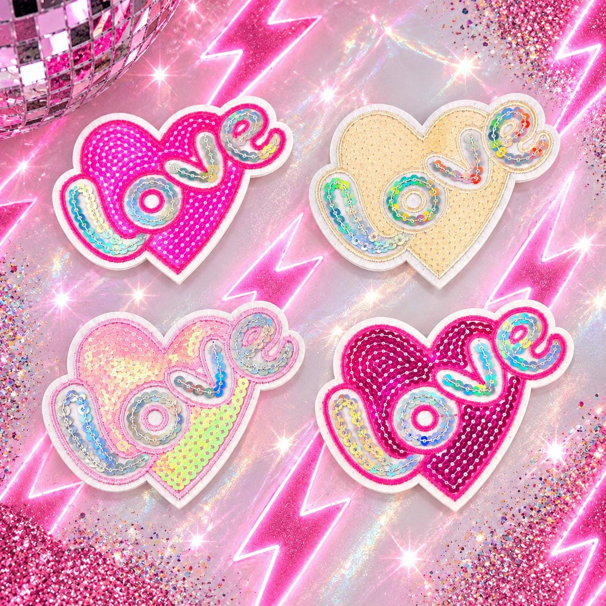 Sequin Love Heart Patches