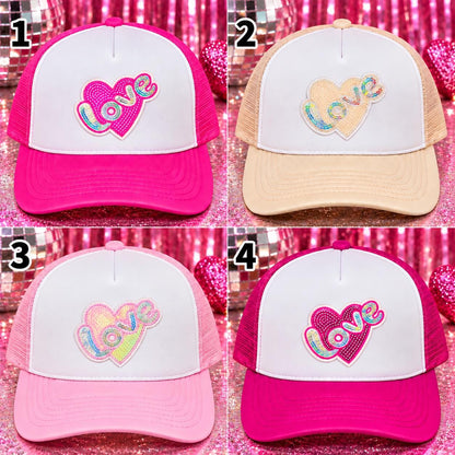 Sequin Love Heart Patches