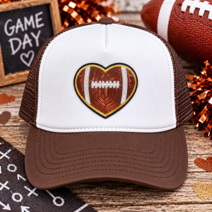 Sequin Heart Football Patch