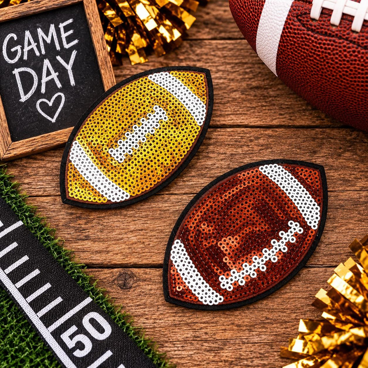 Sequin Football Patches