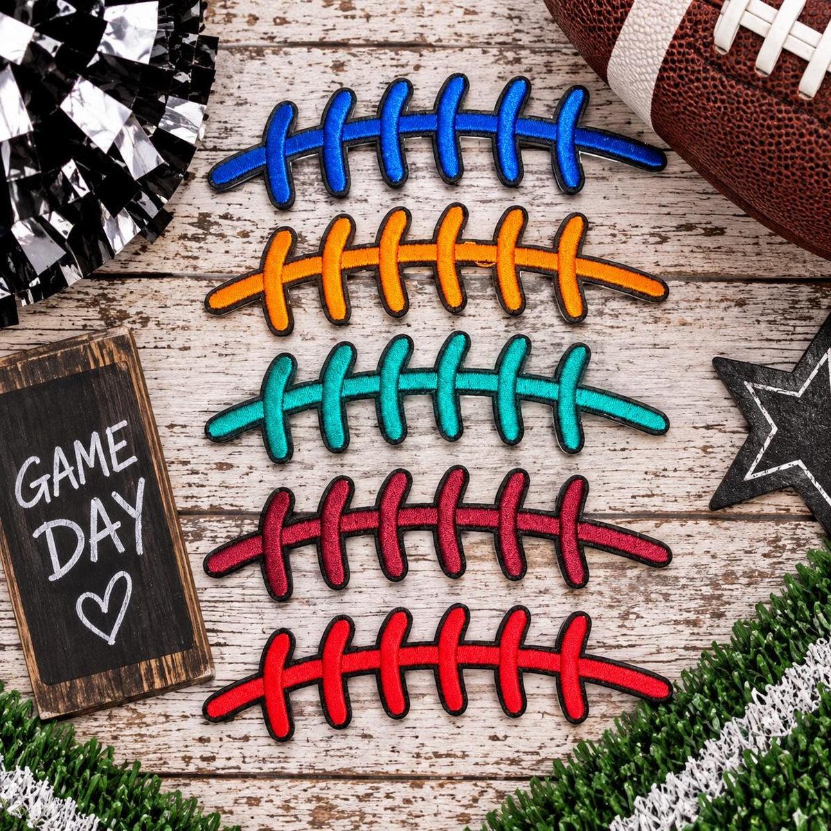 Football Lace Embroidered Patch