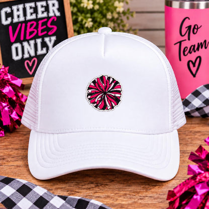 Pink Black Cheer Pom Pom Iron-On Patch