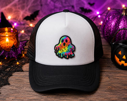 Neon Melting Ghost Halloween Patch