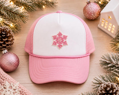 Pink Snowflake Christmas Embroidered Patch