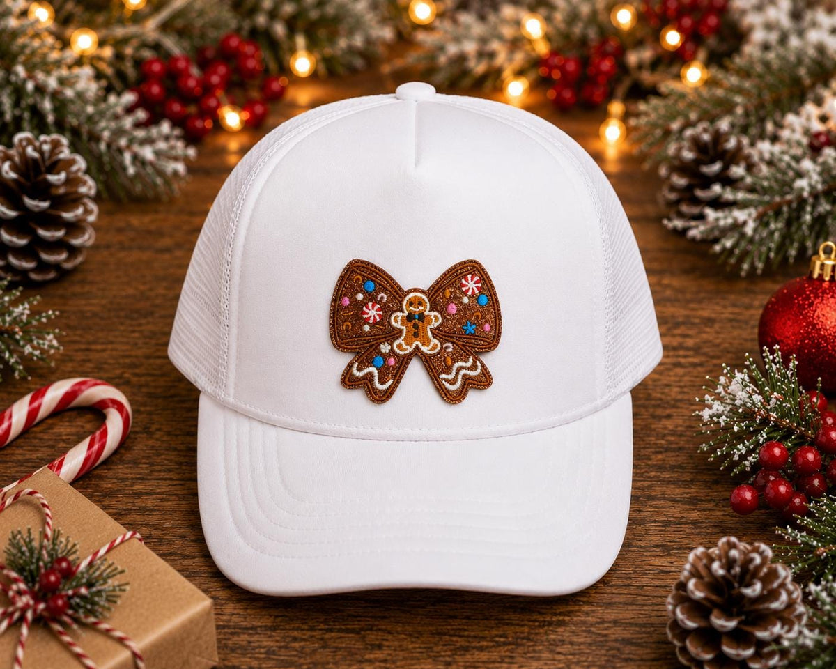 Gingerbread Christmas Bow Embroidered Patch