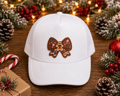 Gingerbread Christmas Bow Embroidered Patch
