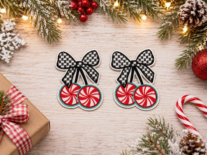 Peppermint Christmas Bow Embroidered Patch