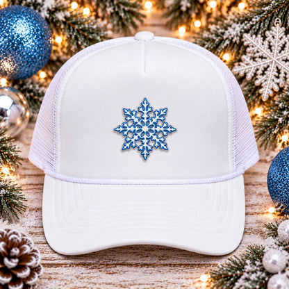 Blue & White Snowflake Embroidered Patch