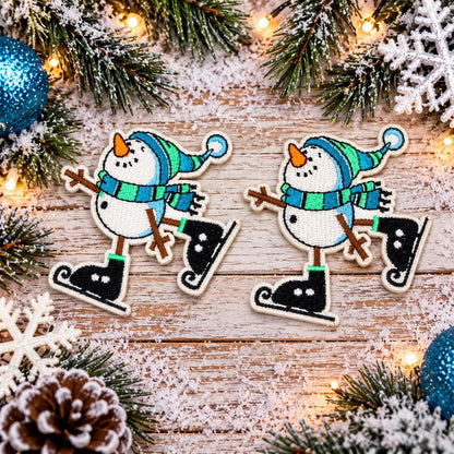 Ice Skating Snowman Embroidered Patch